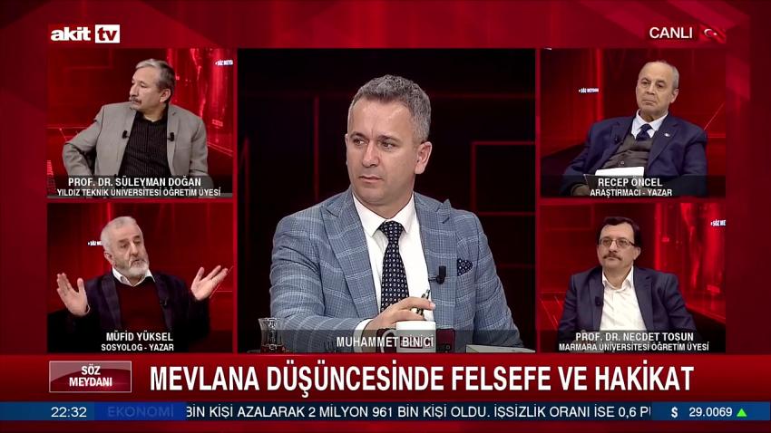 Söz Meydanı'nda Prof. Dr. Necdet Tosun, Prof. Dr. Süleyman Doğan, Recep Öncel ve Müfid Yüksel'den Kudüs ve Mevlana Analizi